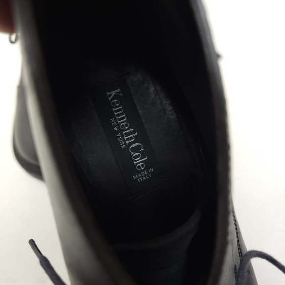 Kenneth Cole Mens Boots Vtg 90s Gray Leather Cap Toe Lace Up Chunky Italy Sz 7.5 - Picture 6 of 8